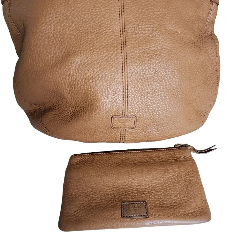 Fossil Karli Luxury Leather Hobo Bag Handbag Color Block & Matching Pouch EUC